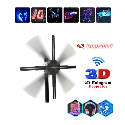 Upgraded Naked Eye 3D Holographic Advertising Machine Fan Screen Support Lmage Video Store Bar Party Advertising Display My Store