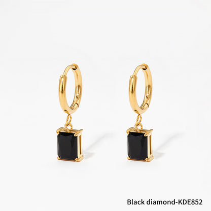 European And American Niche Normcore Bag Zircon Stainless Steel Geometric Simple Earrings For Women 3080