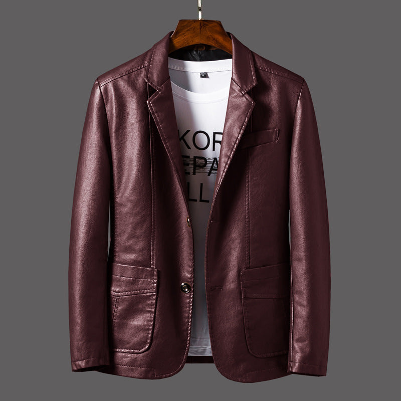 Leather Men's Autumn And Winter Jacket Thin Lapel My Store