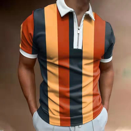 Men's POLO Shirt Striped Printed Short Sleeve T-Shirt Lapel Shirt My Store