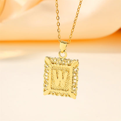 New Design Fashion Stainless Steel Letter Charm Necklace 18k Gold Plated My Store