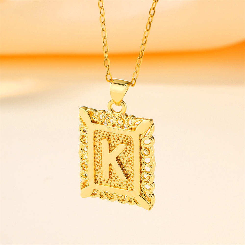 New Design Fashion Stainless Steel Letter Charm Necklace 18k Gold Plated My Store