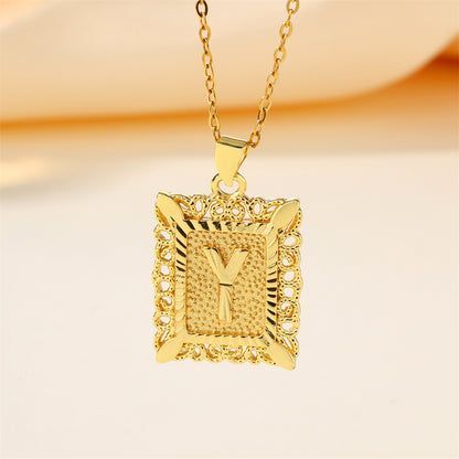 New Design Fashion Stainless Steel Letter Charm Necklace 18k Gold Plated My Store