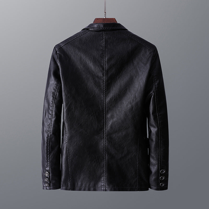 Leather Men's Autumn And Winter Jacket Thin Lapel My Store