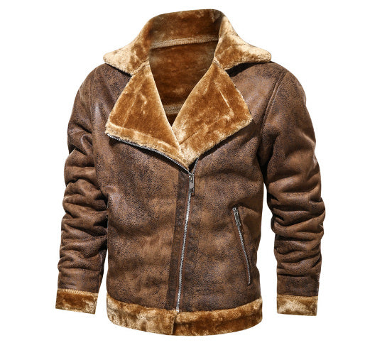 Retro Men Winter Suede Leather Jacket 3080