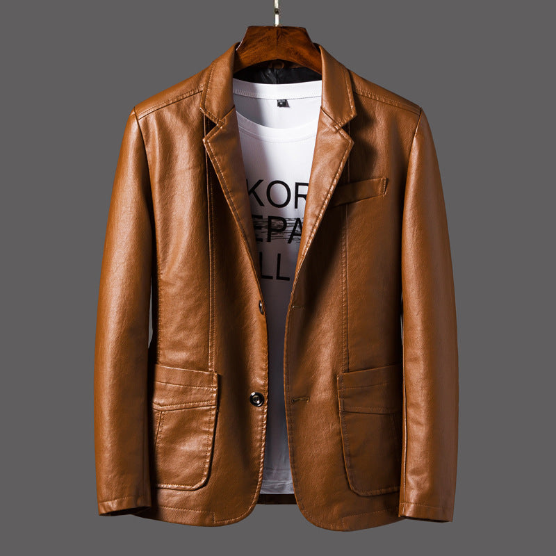 Leather Men's Autumn And Winter Jacket Thin Lapel My Store