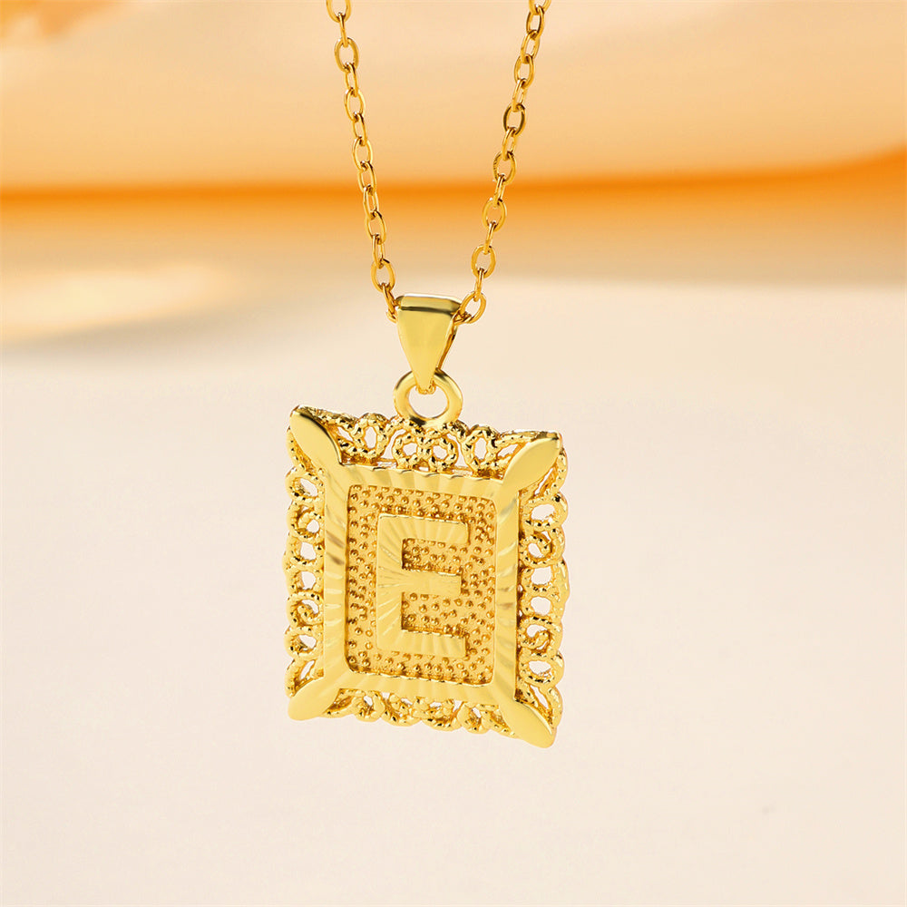 New Design Fashion Stainless Steel Letter Charm Necklace 18k Gold Plated My Store