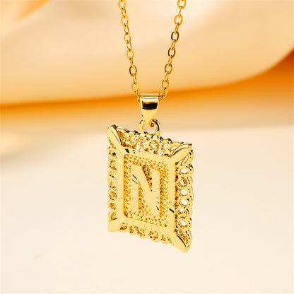 New Design Fashion Stainless Steel Letter Charm Necklace 18k Gold Plated My Store