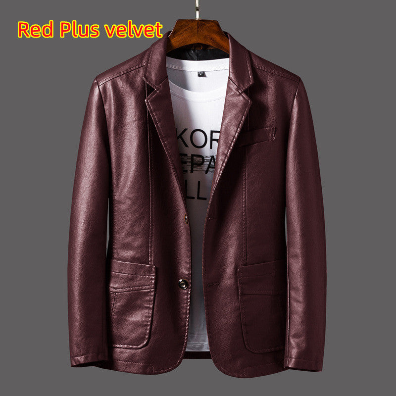 Leather Men's Autumn And Winter Jacket Thin Lapel My Store