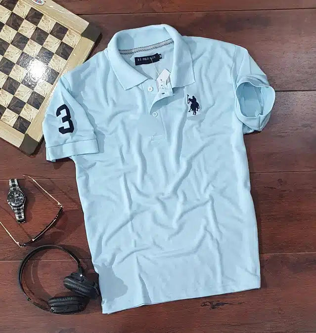 Half Sleeves Casual T-shirt for Men (Aqua Blue, M) 8969