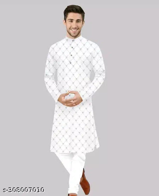 Cotton Kurta for Men (White, S) 13782