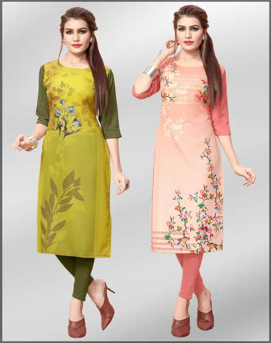 Crepe Kurti for Women (Pack of 2) (Multicolor, L) 884