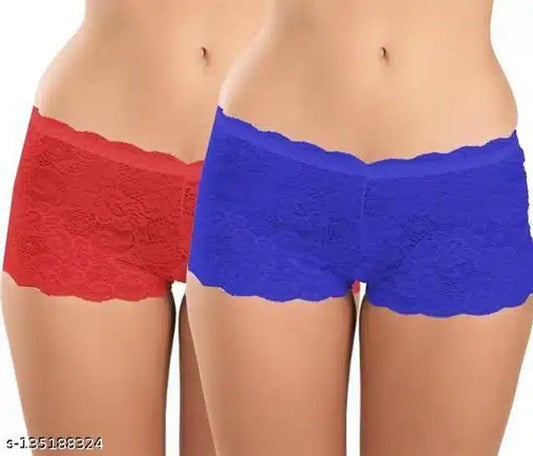 Net Briefs for Women (Red & Blue, XXXL) (Set of 2) 8588