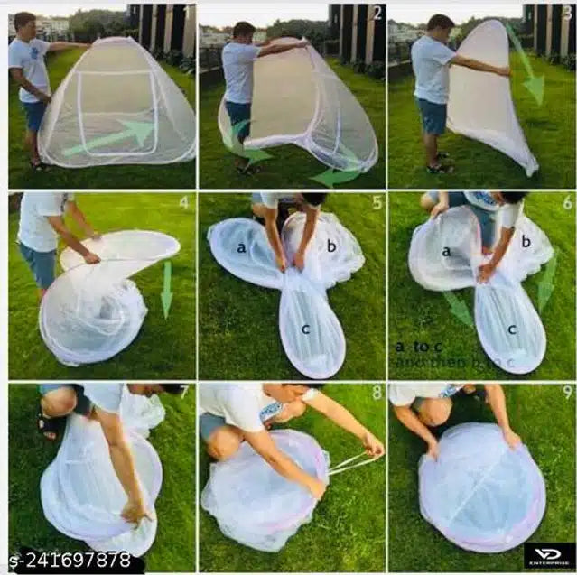 Polyester Mosquito Net (White & Pink, 7x7 Feet) 13466