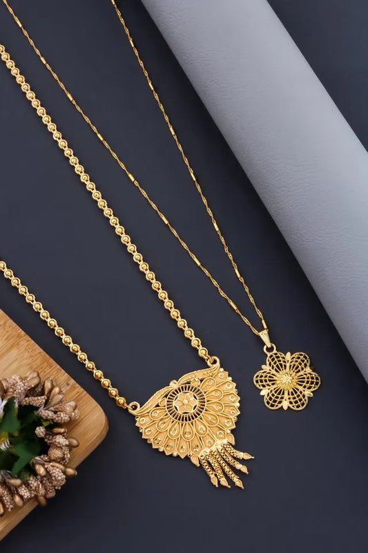 Mangalsutra Ki Mala Design With Moti Chen Ladi Lomg and short Combo Set [ BUY 1 GET 1 FREE ] 6366