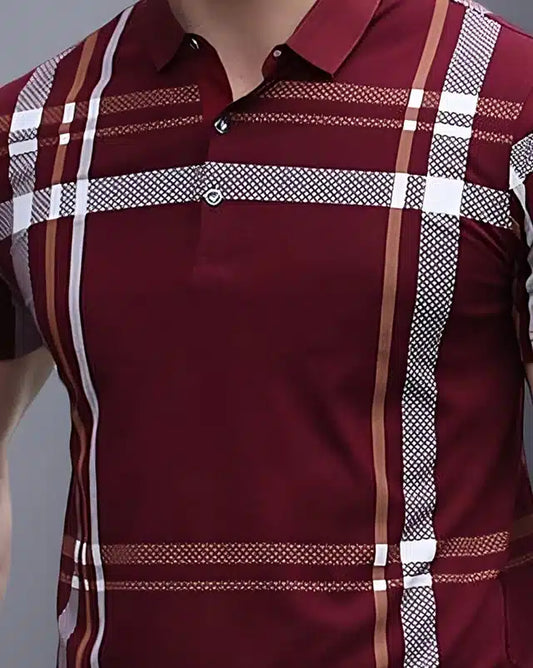 Cotton Blend Printed T-shirt for Men (Maroon, S) 513