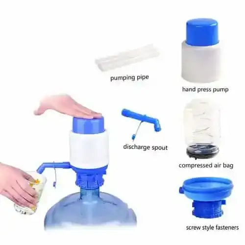 Plastic Aqua Drinking Manual Hand Press Water Dispenser Pump (Blue) 590