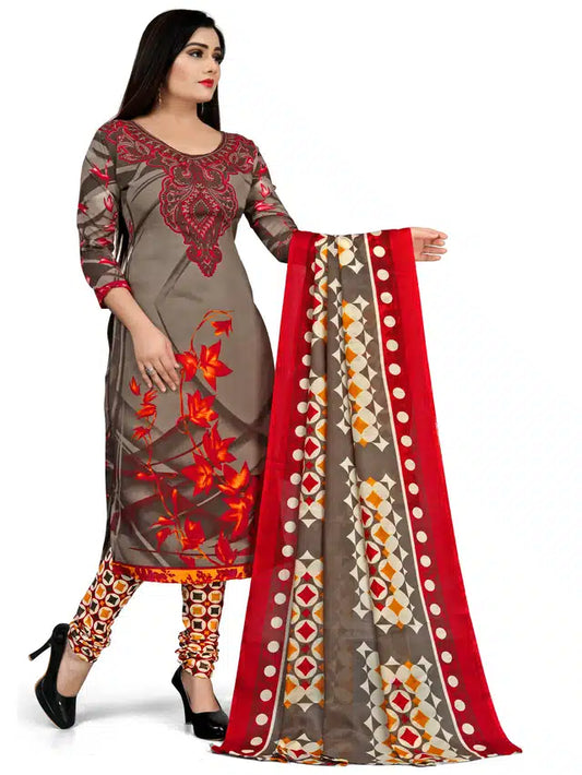 Cotton Unstitched Salwar Suit (Green) 9049