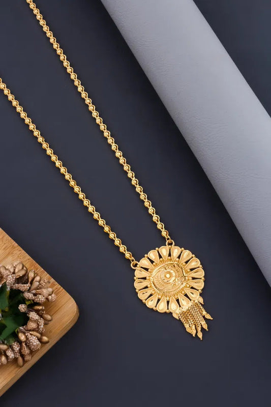 Traditional Gold plated Ki Mala Design With Moti Chen Ladi Long Mangalsutra 6366