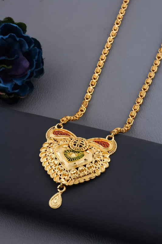 Traditional Gold plated Ki Mala Design With Chen Ladi Long Mangalsutra 6366