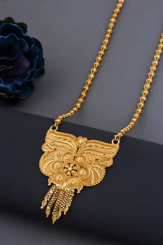 Traditional Gold plated Ki Mala Design With Moti Chen Ladi Long Mangalsutra 6366