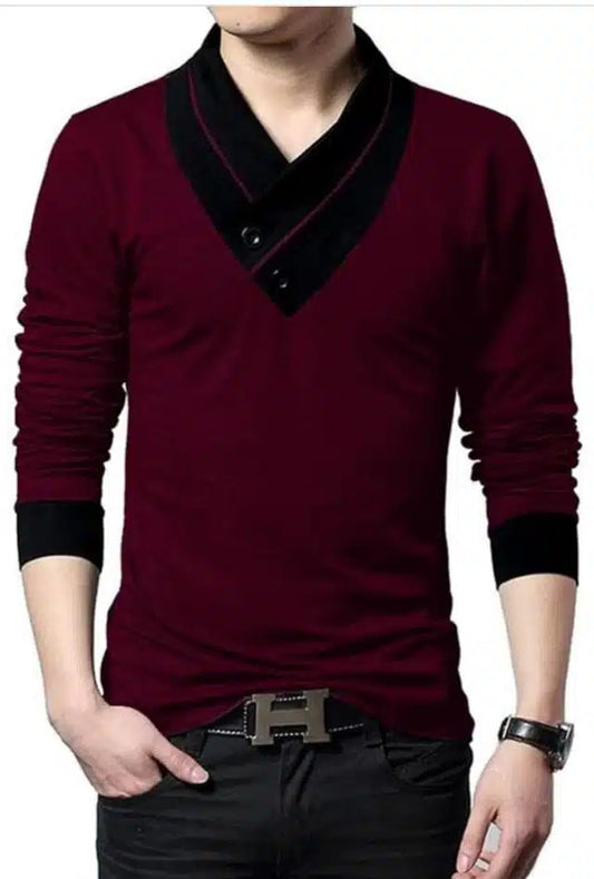 T-Shirt for Men (Maroon, L) 4567