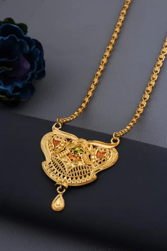 Traditional Gold plated Ki Mala Design With Chen Ladi Long Mangalsutra 6366