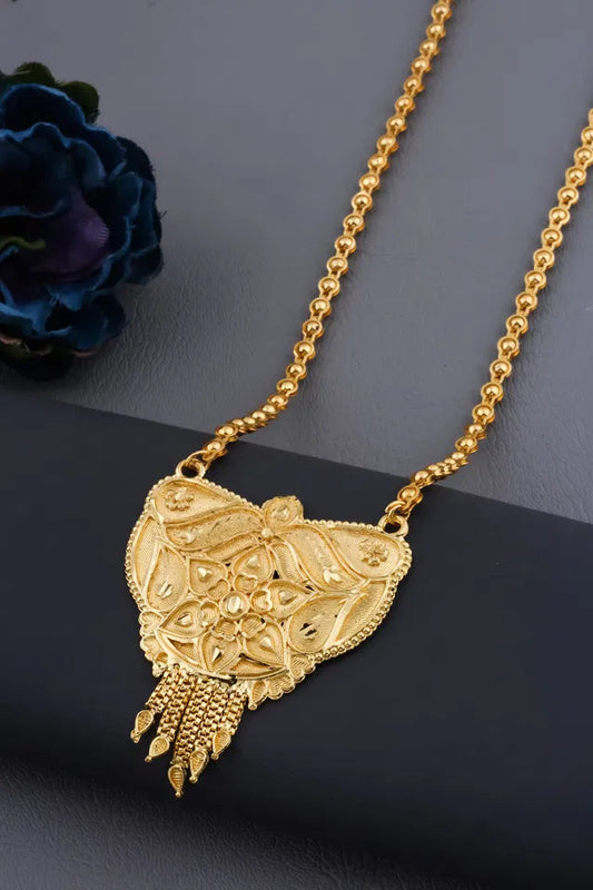 Traditional Gold plated Ki Mala Design With Moti Chen Ladi Long Mangalsutra 6366