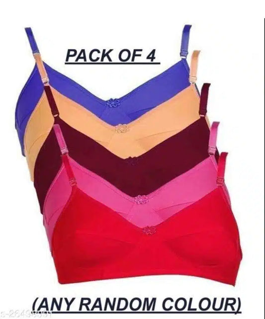 Women's Non Padded Bra (Pack of 4) (30 B, Assorted) 1143