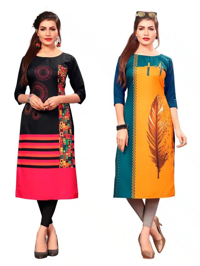 Crepe Kurti for Women (Pack of 2) (Multicolor, S) 884