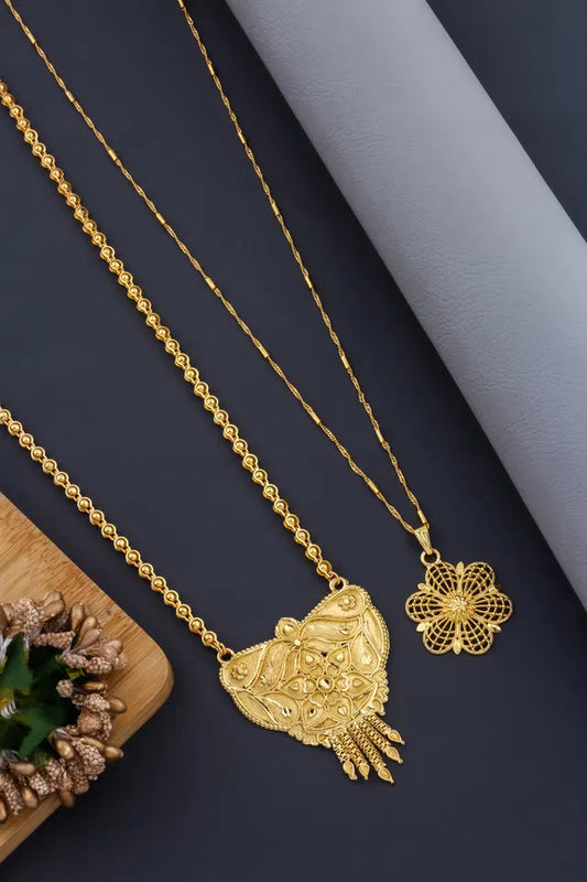 Mangalsutra Ki Mala Design With Moti Chen Ladi Lomg and short Combo Set [ BUY 1 GET 1 FREE ] 6366