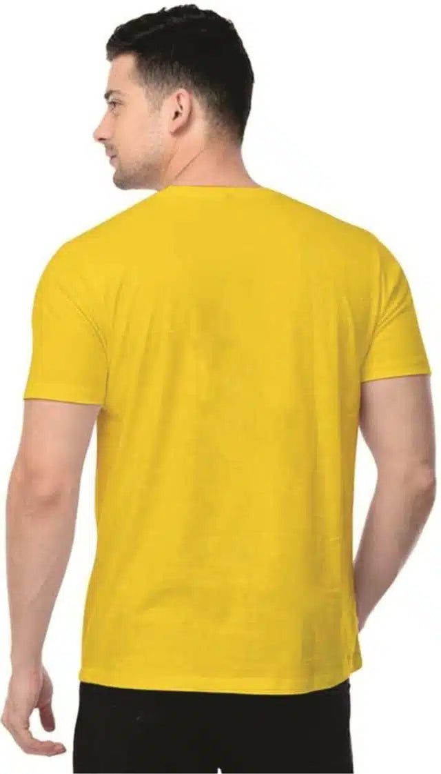 Printed Round Neck T-Shirt for Men (Yellow, XXL) 4676