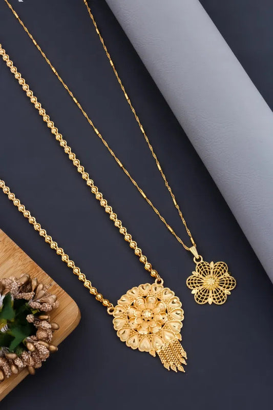 Mangalsutra Ki Mala Design With Moti Chen Ladi Lomg and short Combo Set [ BUY 1 GET 1 FREE ] 6366