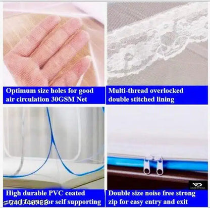 Polyester Mosquito Net (Blue, 6.7x6.5 Feet) 13466