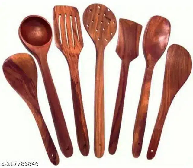 Wooden Kitchen Tools (Brown, Set of 7) 6763