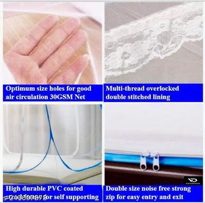Polyester Mosquito Net (White & Pink, 7x7 Feet) 13466