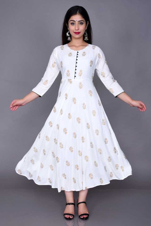 Aman Rayon Kurtis For Women (White, S) 1497