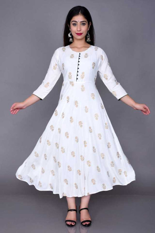 Aman Rayon Kurtis For Women (White, S) 1497