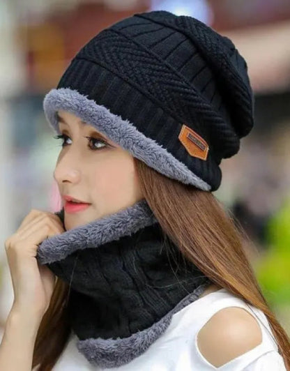 Coral Fleece Scarf & Beanie cap For Men & Women Dropdash