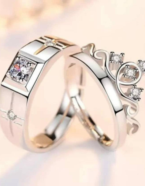 Couple Ring Set For Lovers Valentine Gift Set Alloy Cubic Zirconia Silver Plated Ring Set Dropdash