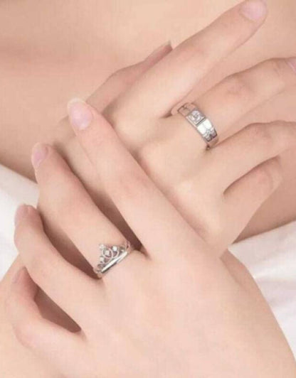 Couple Ring Set For Lovers Valentine Gift Set Alloy Cubic Zirconia Silver Plated Ring Set Dropdash