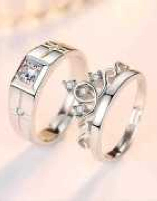 Couple Ring Set For Lovers Valentine Gift Set Alloy Cubic Zirconia Silver Plated Ring Set Dropdash