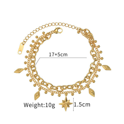 Simple Stainless Steel Eight Awn Star Double-layer Bracelet My Store