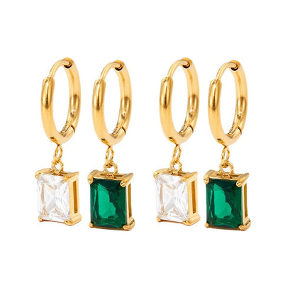 European And American Niche Normcore Bag Zircon Stainless Steel Geometric Simple Earrings For Women 3080