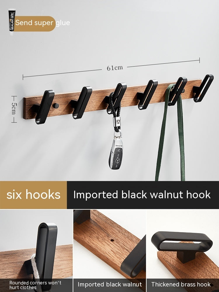 Solid Wood Clothes Hook Wall-Mounted Aluminum Alloy My Store