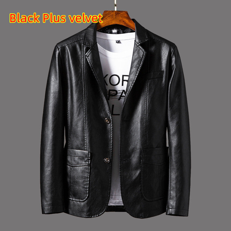 Leather Men's Autumn And Winter Jacket Thin Lapel My Store