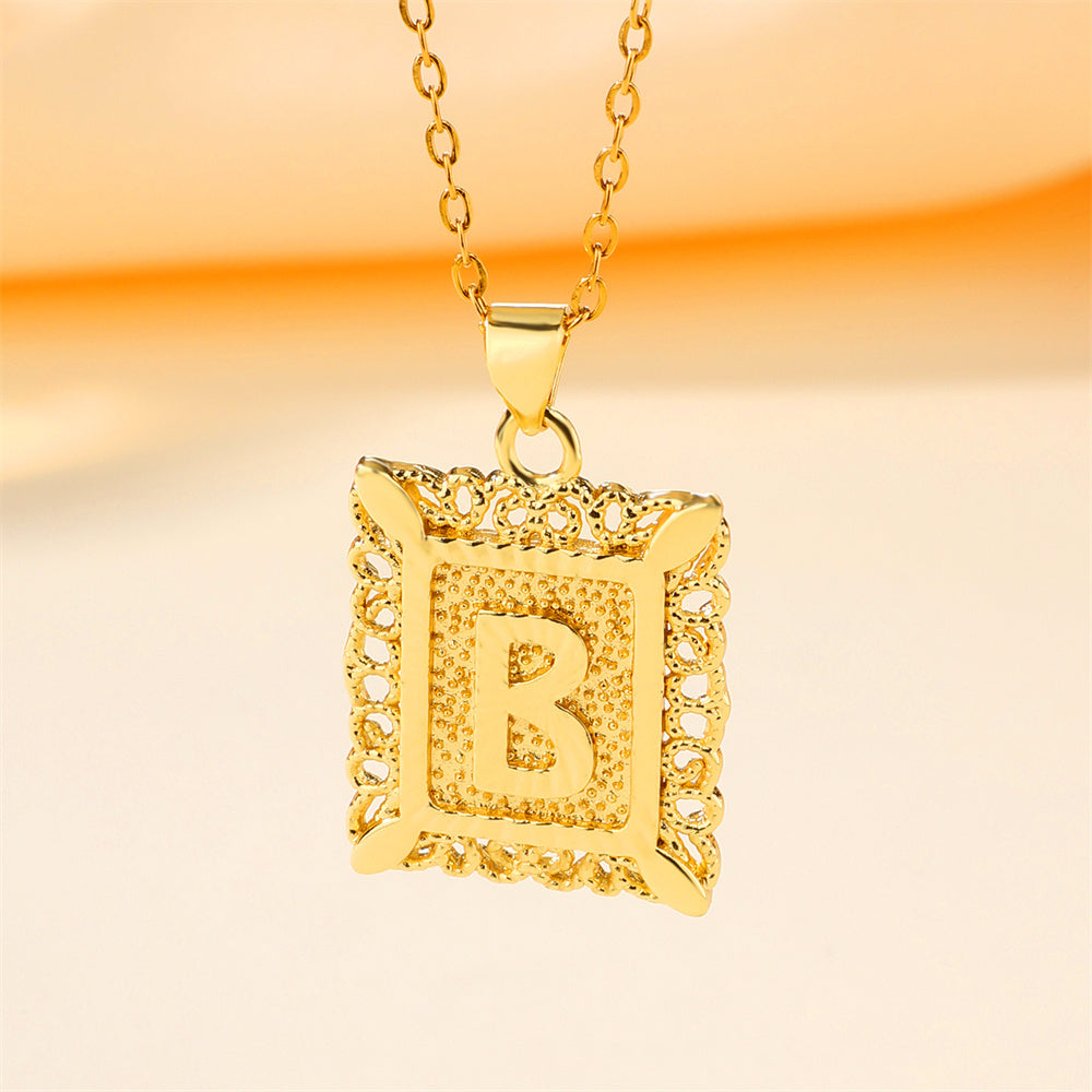 New Design Fashion Stainless Steel Letter Charm Necklace 18k Gold Plated My Store