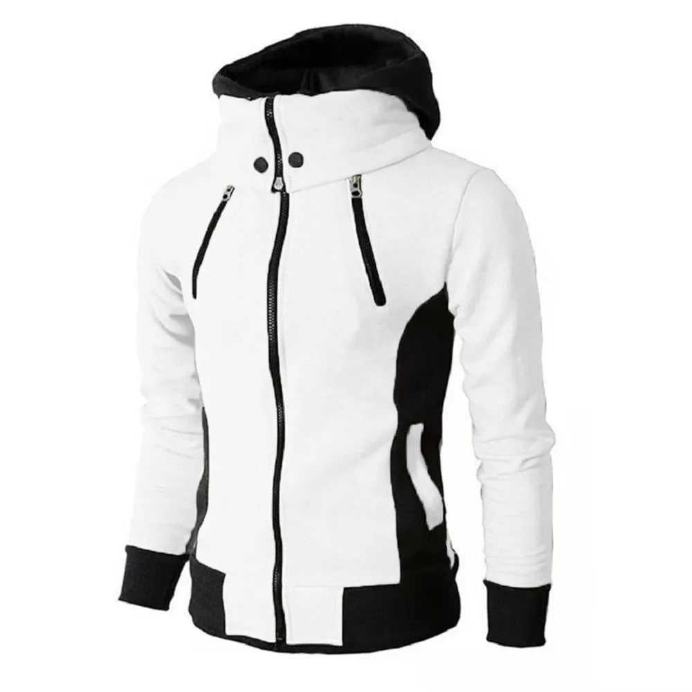 Men's Zip UP Hooded Jacket Fake Two Piece Sports Cardigan Casual Slim Sweatshirt Jacket My Store