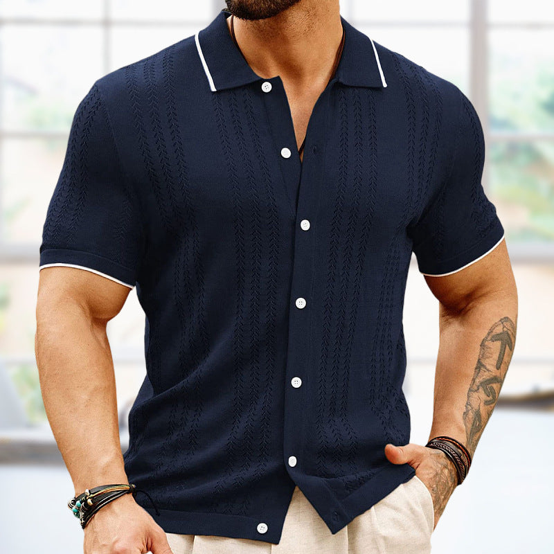 Short-sleeved Polo Shirt Summer Button Lapel Top Fashion Business Men's Clothing My Store