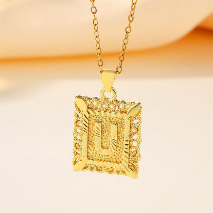 New Design Fashion Stainless Steel Letter Charm Necklace 18k Gold Plated My Store